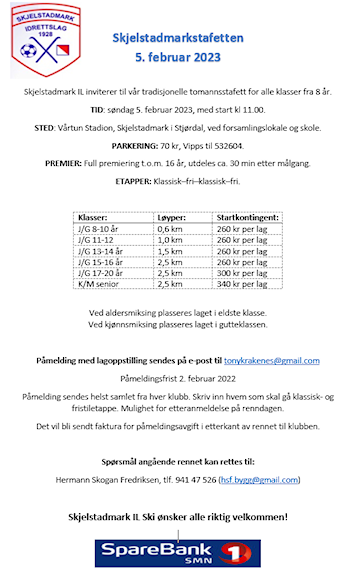 Invitasjon Skjelstadmarkstafetten